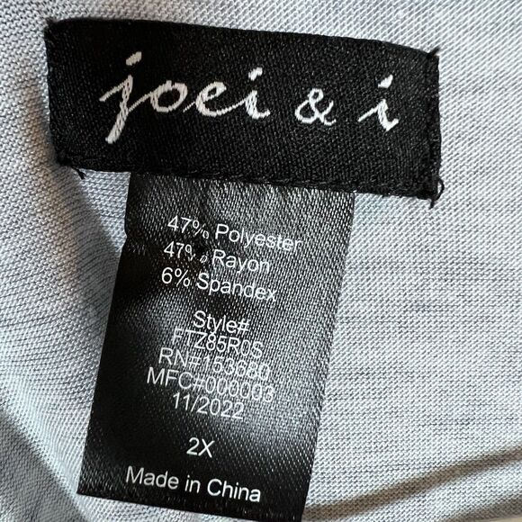 Joei & i Shirt Women’s Size 2X Short Sleeve Ruched & Side Tie Multicolor Stripe - Picture 9 of 10